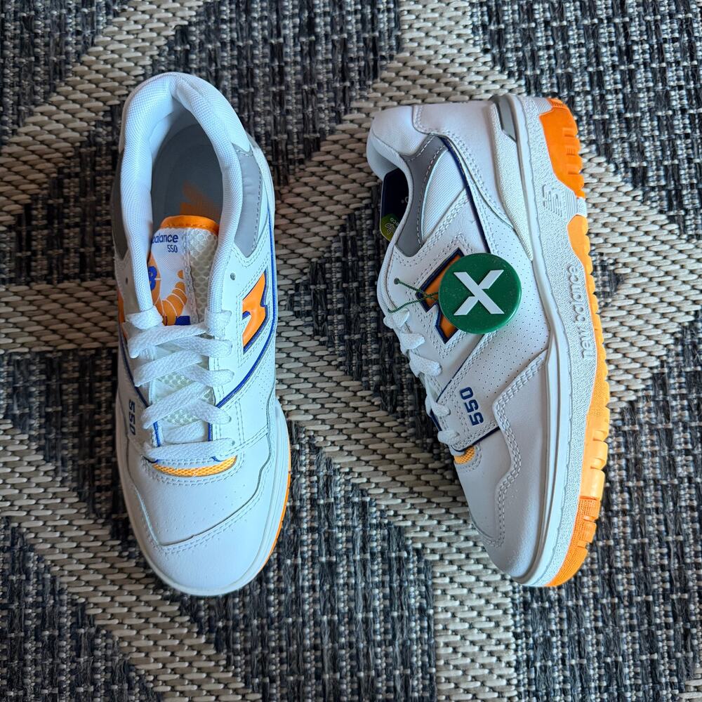 New Balance 550 Sneaker Lakers Pack White/Orange Womens Size 7.5